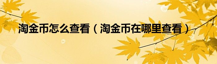 淘金币怎么查看（淘金币在哪里查看）