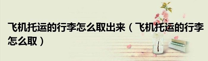 飞机托运的行李怎么取出来（飞机托运的行李怎么取）
