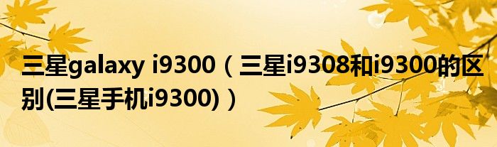 三星galaxy i9300（三星i9308和i9300的区别(三星手机i9300)）