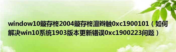 window10鏇存柊2004鏇存柊澶辫触0xc1900101（如何解决win10系统1903版本更新错误0xc1900223问题）