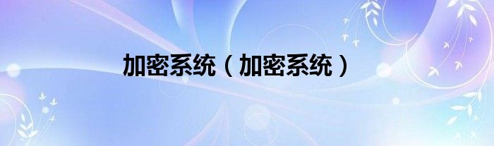 加密系统（加密系统）
