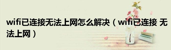 wifi已连接无法上网怎么解决（wifi已连接 无法上网）