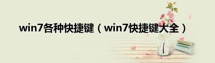 win7各种快捷键（win7快捷键大全）