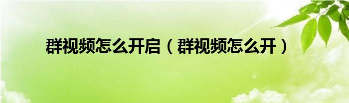 群视频怎么开启（群视频怎么开）