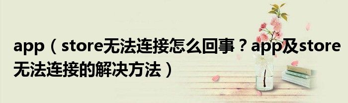 app（store无法连接怎么回事？app及store无法连接的解决方法）
