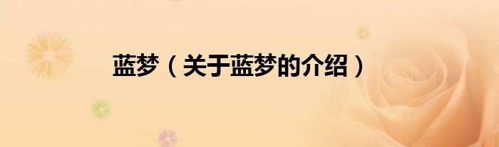 蓝梦（关于蓝梦的介绍）