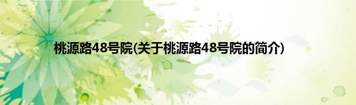 桃源路48号院(关于桃源路48号院的简介)