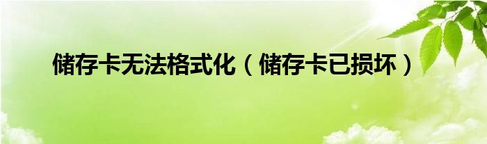 储存卡无法格式化（储存卡已损坏）
