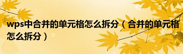 wps中合并的单元格怎么拆分（合并的单元格怎么拆分）