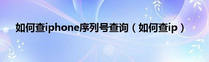 如何查iphone序列号查询（如何查ip）